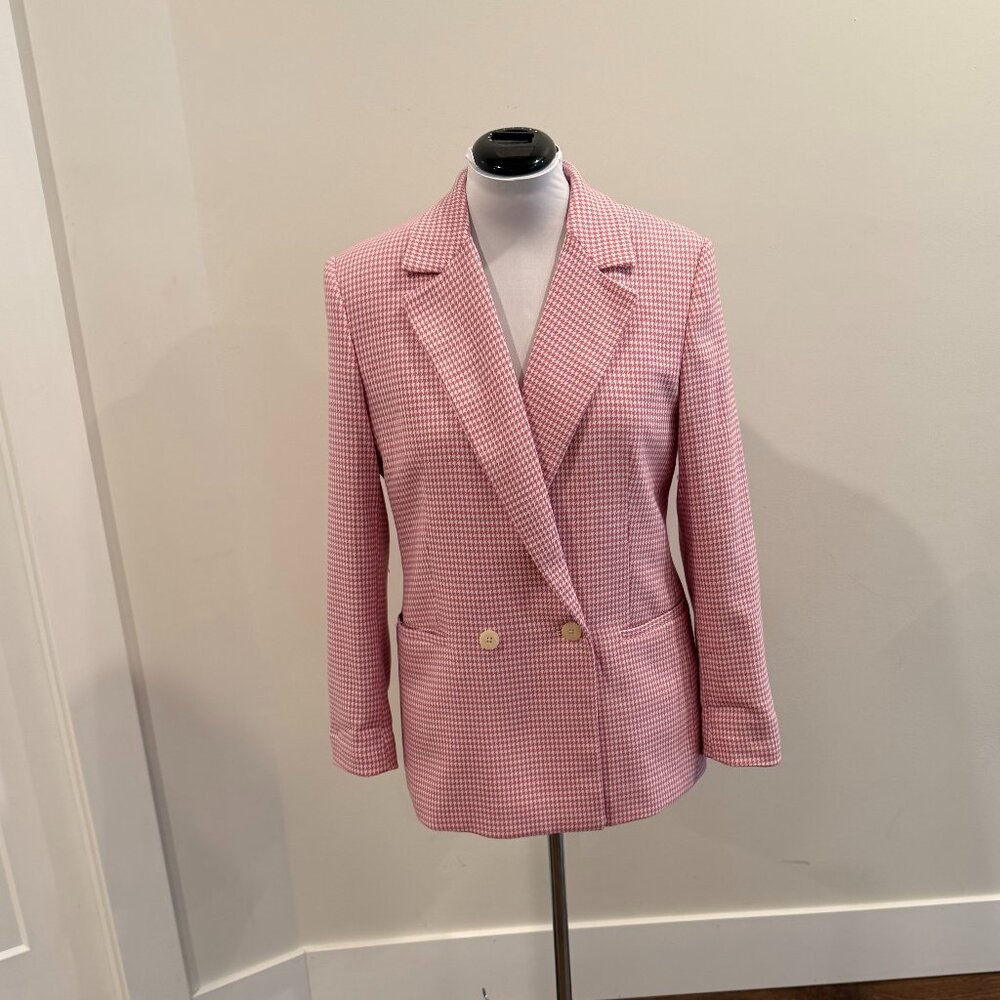 Pink Houndstooth Ming Brand Double Breasted Blazer
